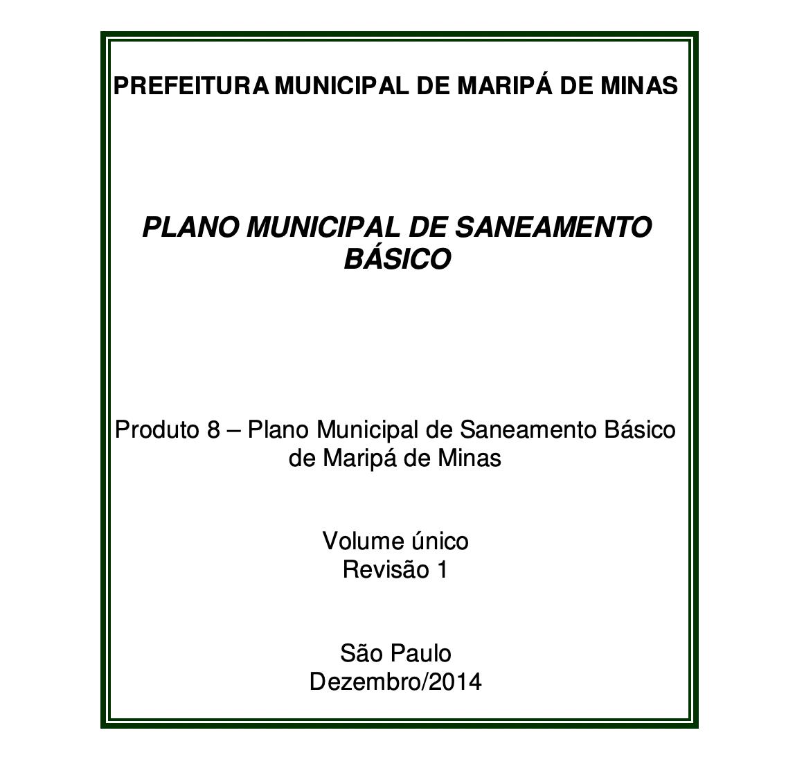Plano Municipal de Saneamento Básico